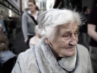 Scared elderly woman 